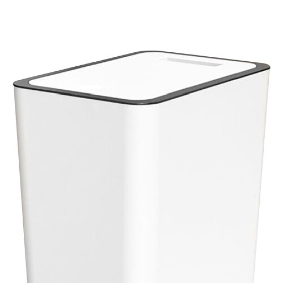 Press-Activated Trash Can with Lid, 15L Capacity, Plastic Material, Suitable for Bathroom, Toilet, Kitchen, White